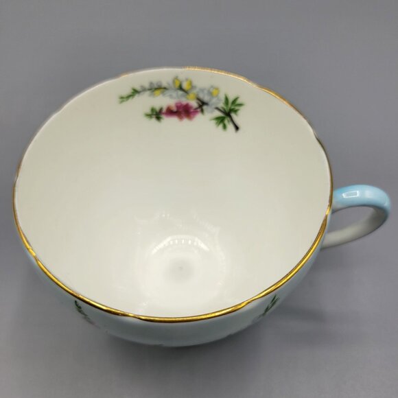 Vtg Foley Bone China Highland Heather Teacup & Saucer Set England Blue Floral - Picture 8 of 16